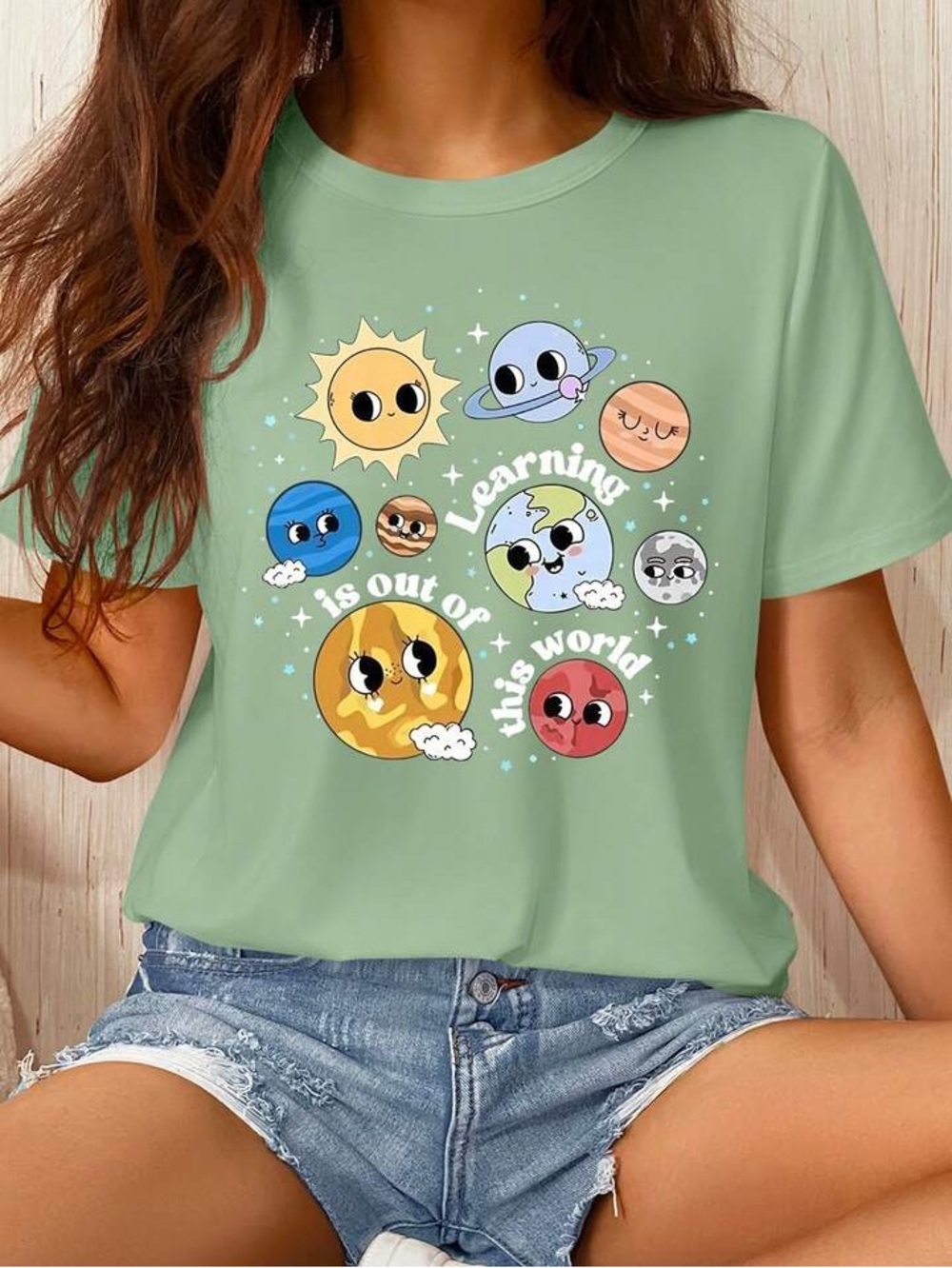 SHEIN | Colorful Space Solar System Graphic T-Shirt